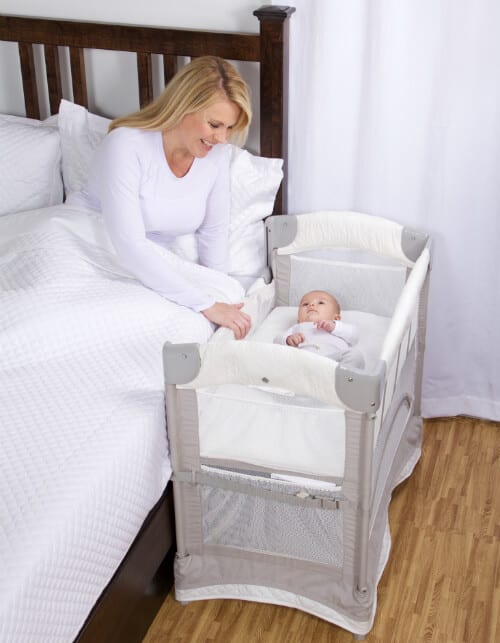 baby bed attached to parents bed